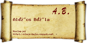 Alács Béla névjegykártya
