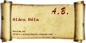 Alács Béla névjegykártya